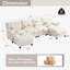 Canapé 119 po 4 places avec 2 repose-pieds - dossier réglable à 4 positions, 350 lb / siège, tissu chenille doux, 4 coussins décoratifs, assemblage facile-1204429014