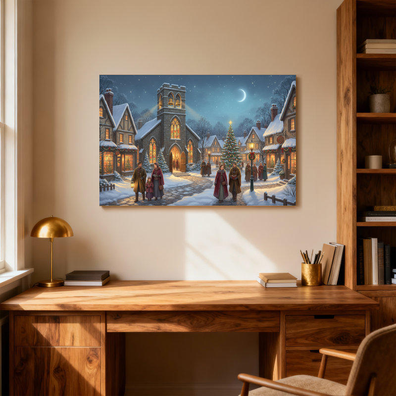 Scène de Noël village de Noël d'hiver, H 12 po x l 18 po