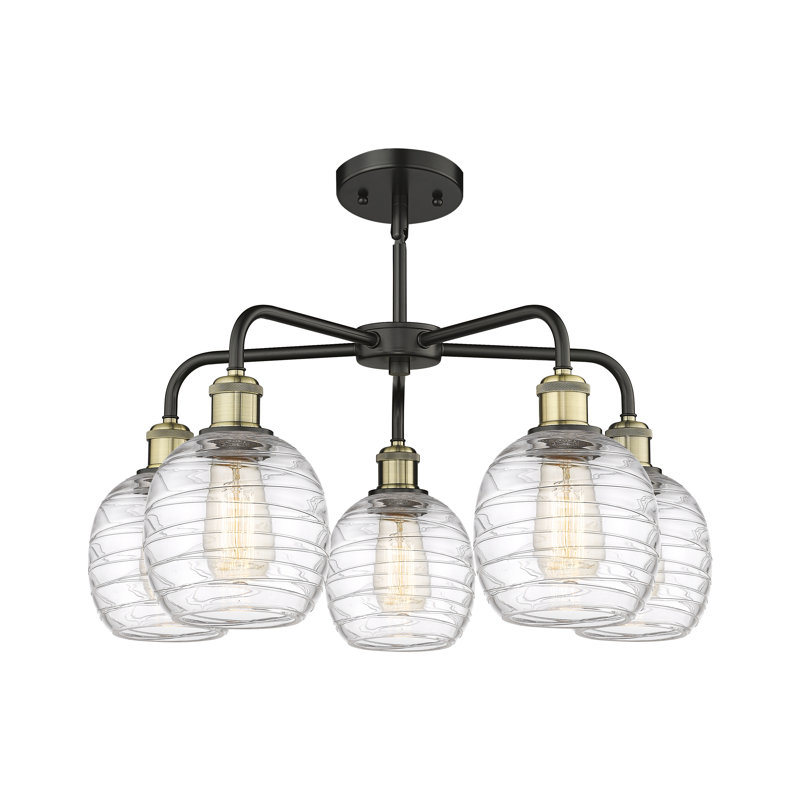 Lustre sphérique à 5 lumières Alve, Noir/laiton antique