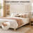 Aadi Corduroy Upholstered Platform Bed with Channel-Tufted Headboard, Modern Queen Bed Frame with Soft Padded Edges and Ambient LED-755949447-755949442