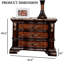 Table de chevet 1pc de style traditionnel avec dessus en pierre frittée, port USB et détails sculptés en queue d'aronde anglaise