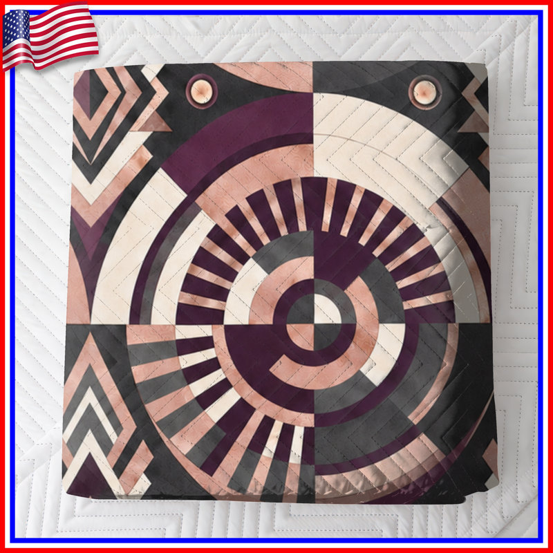 Couvre-lit matelassé à motif de cercles géométriques toutes tailles, Twin