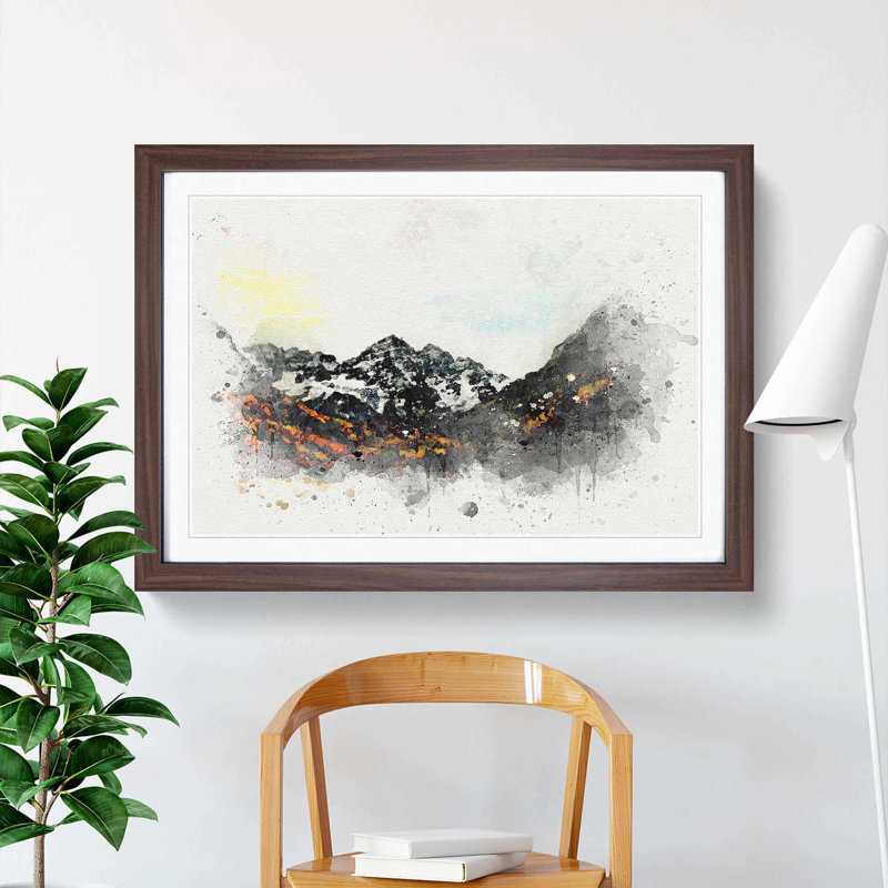 Maroon Bells Mountains in Colorado in Abstract - Framed Print, 40cm H x 60cm W x 2cm D, Walnut