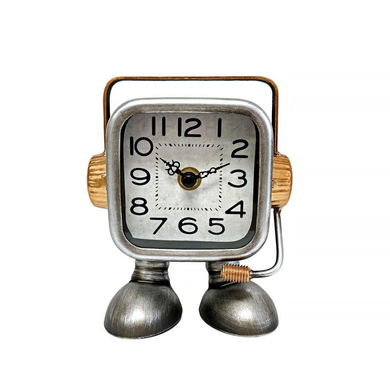 Sliver Robot Reporter Table Clock