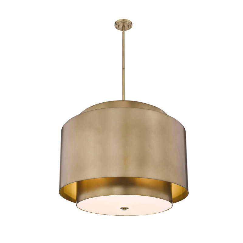 Luminaire suspendu tambour 4 lumières, Laiton frotté