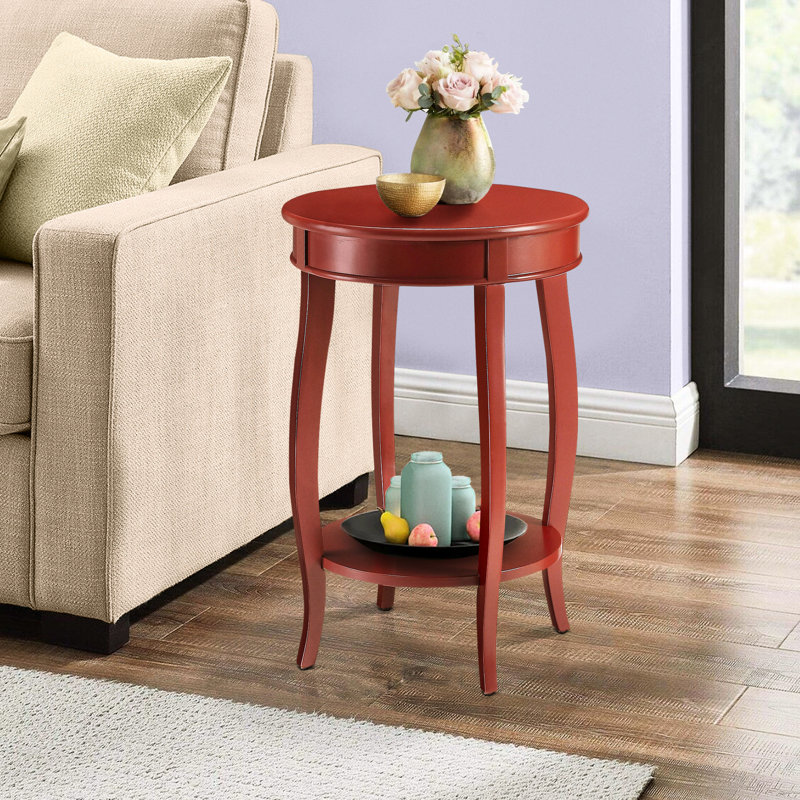 Table d'appoint ronde polyvalente avec tablette pour différentes pièces, Rouge