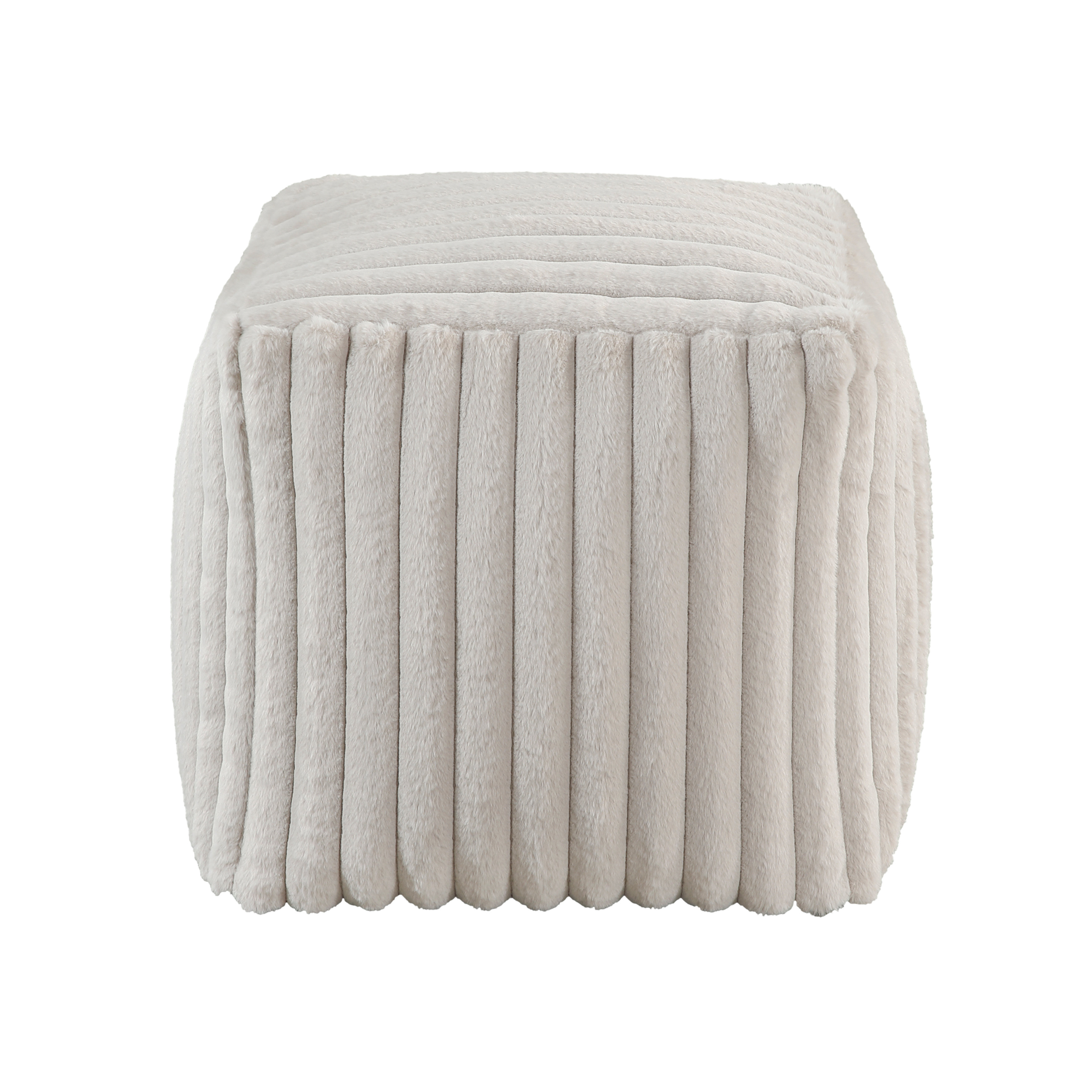 Latitude Run® Square Pouf Plush Off-White Corduroy Fabric Upholstery ...