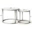 Ensemble 2 tables basses gigognes à plateau blanc et gris, cadre doré, tables rondes en marbre et motif circulaire, salon, chambre à coucher, appartement, table de chevet simple, industrielle