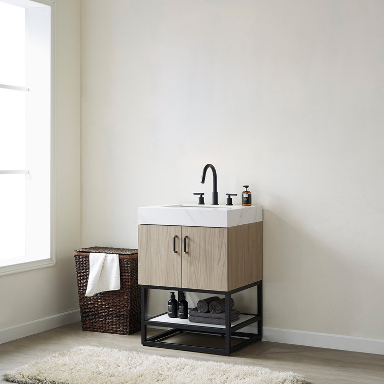 Cádiz 24in. Free-standing Single Bathroom Vanity in Fir Wood Black wit –  Vinnova Design