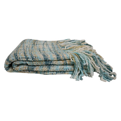 Home&Manor Handcrafted Wool & Cotton Throw Blanket Sunnyside Loom