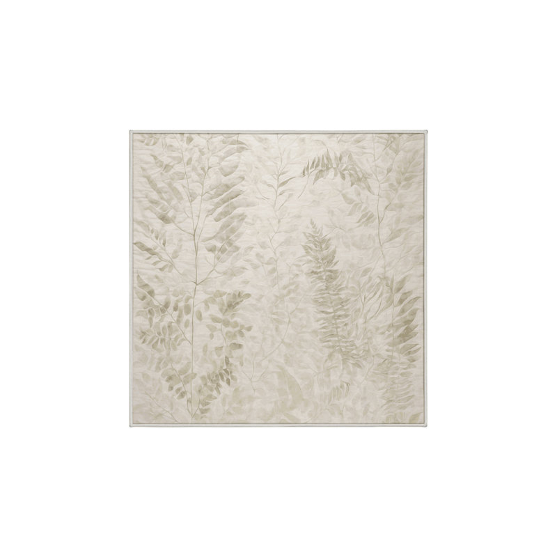 Machine Washable Beige Area Rug, Square 3'