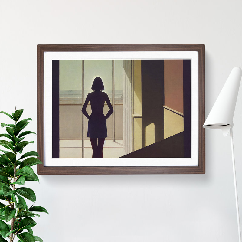 XH1022-10282X Woman At The Window - Single Picture Frame Print, 46cm H x 64cm W x 2cm D, Walnut Framed