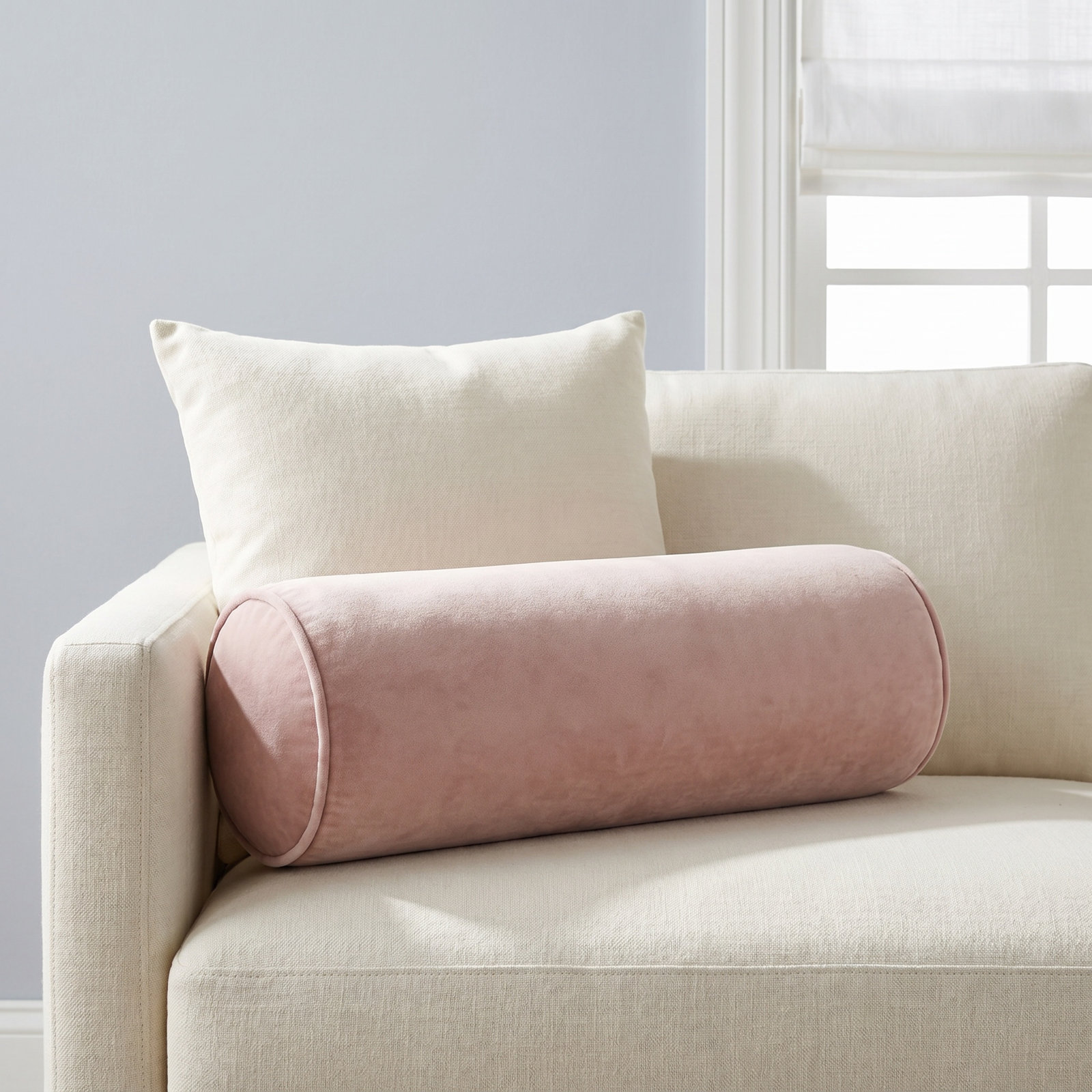 Deane Bolster Accent Pillow, Dusty Pink, Polyester/Pollyfill