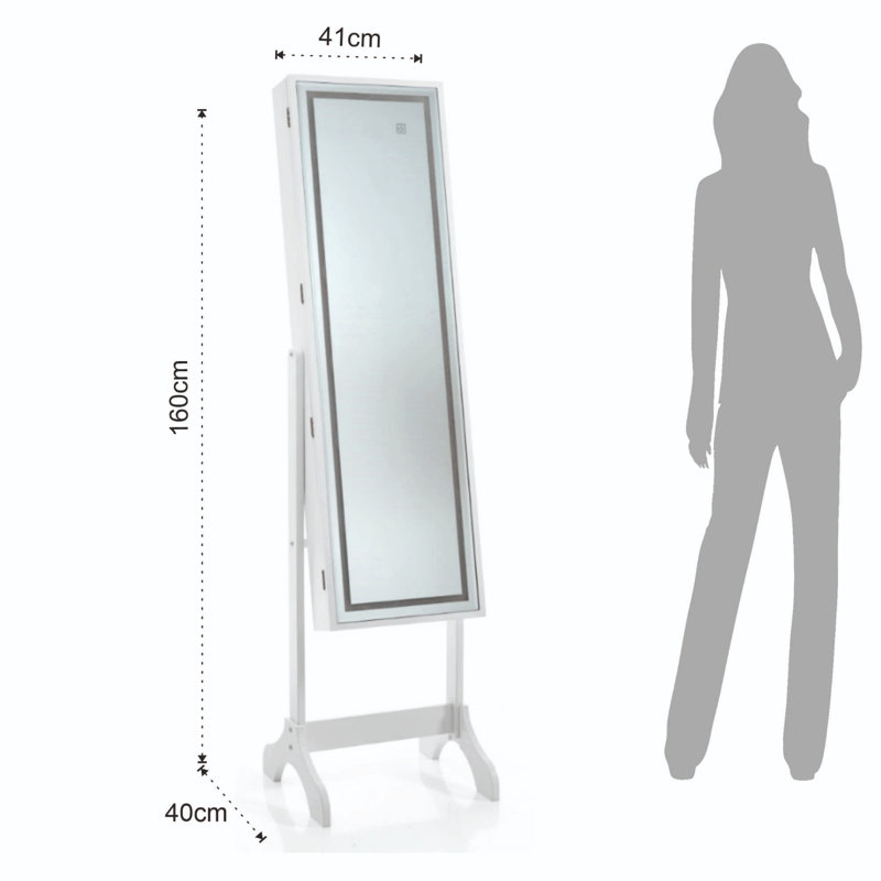 Lighted Framed Freestanding Makeup / Shaving Mirror