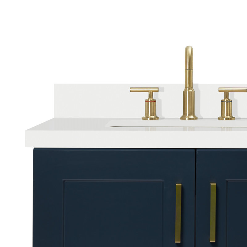 73 IN.  Single Bathroom Vanity, Midnight Blue, Rectangular,  White Quartz