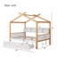 Cadre de lit double en bois massif et manufacturé blanc avec cadre en bois massif et manufacturé avec deux tiroirs et une bibliothèque pour les enfants ou la chambre d'amis-338047167