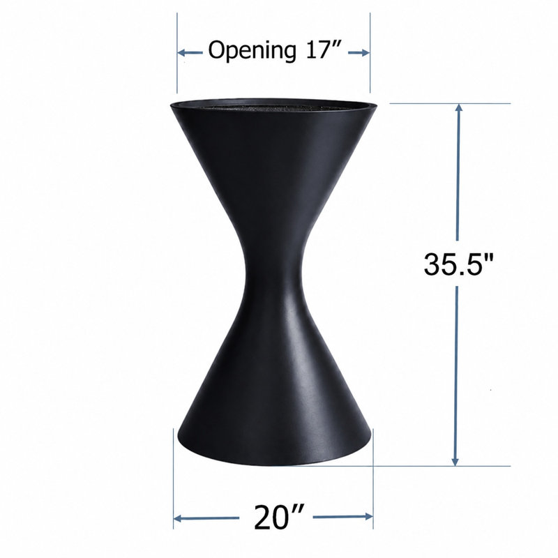Hession Handmade Pot Planter, 35.5" H x 20" W x 20" D, Black