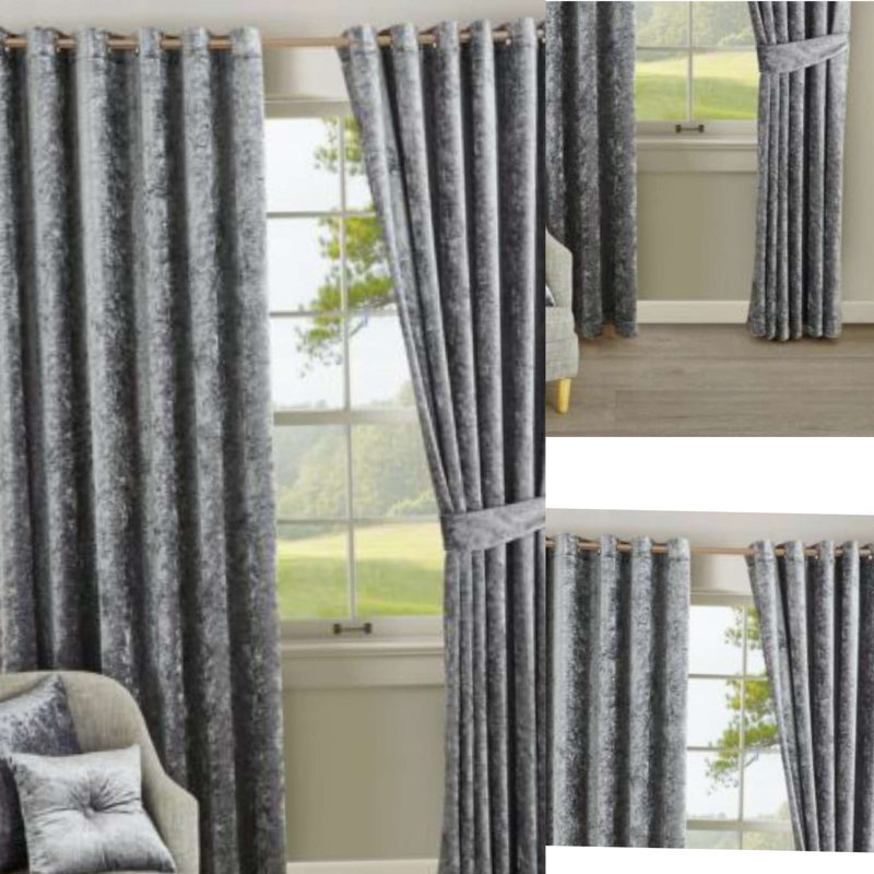 Magdeline Room Darkening Curtain, 228cm W x 274cm D, Silver