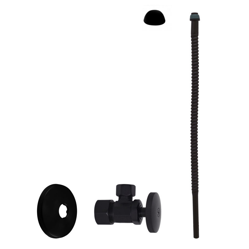 Robinet ondulé de 5/8 po x 3/8 po x P 15 po ou conduite d'alimentation de toilette avec robinet d'arrêt à angle de 1/4 de tour