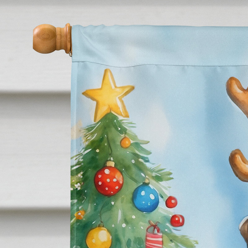 Drapeau de Noël maison de renne, Lévrier bringé