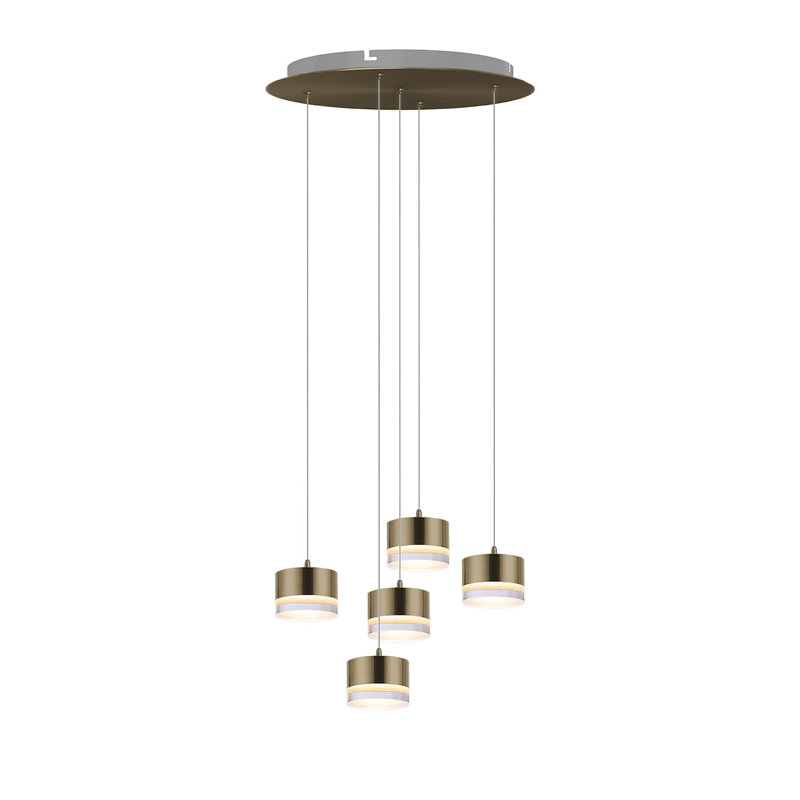 Luminaire suspendu tambour à 5 lumières Barnsdall, Laiton brossé