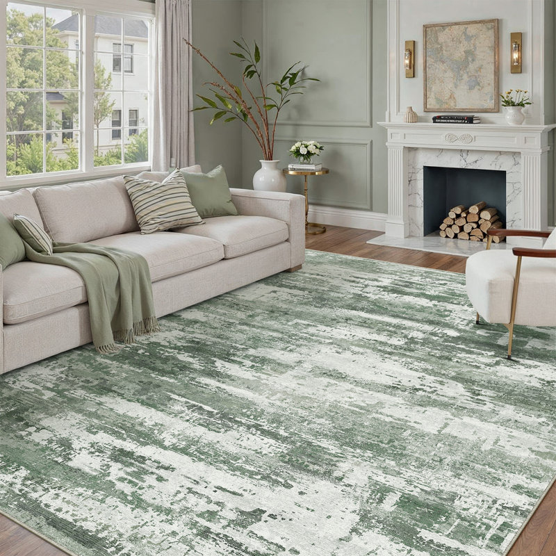 Sarah Modern Abstract Machine Washable Area Rug with Non-Slip Backing, Rectangle 8' x 10'