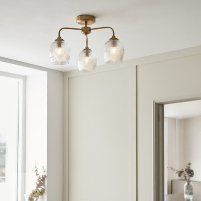 Ashcroft Ribbed 3 Light Ceiling Semi flush light