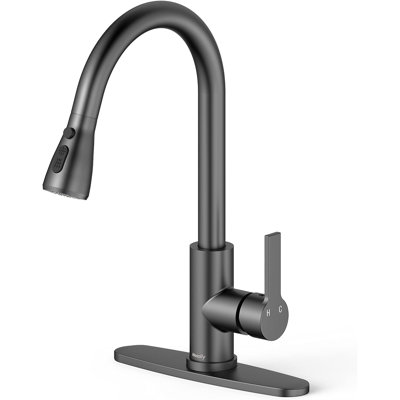 Robinet d'évier, robinet de cuisine en nickel brossé avec douchette rétractable, robinet commercial moderne