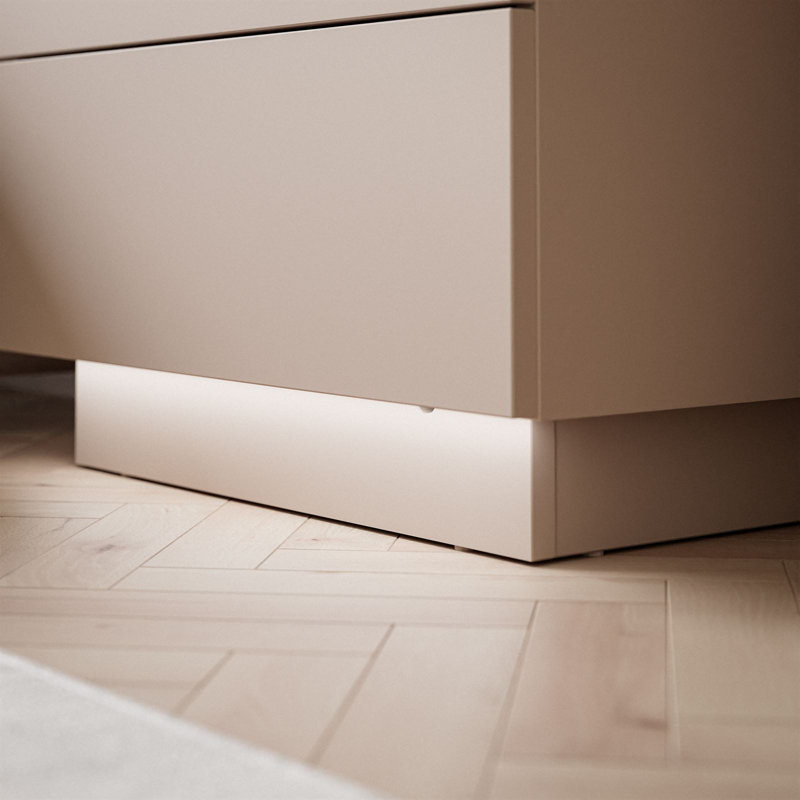 Catrien Bedside Table, Cashmere/Matte Gold