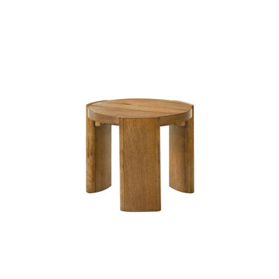 Table de bout ronde contemporaine brun, table d'appoint avec base en noyer, bois d'ingénierie et bois d'hévéa, table d'appoint minimaliste pour le salon