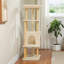 53 Inches Modern Wooden Cat Tower For Indoor Large Cats, Multi-Level Cat Condos With Long Scratching Posts And Natural Wood Posts