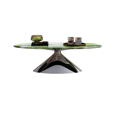 55.12"Modern Minimalist Luxury Stone Green & White Coffee Table