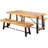 3 Piece Patio Wood Dining Set With  Benches