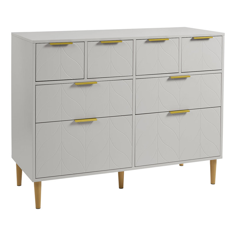 Adams 112cm W 8 - Drawer Chest of Drawers, Grey
