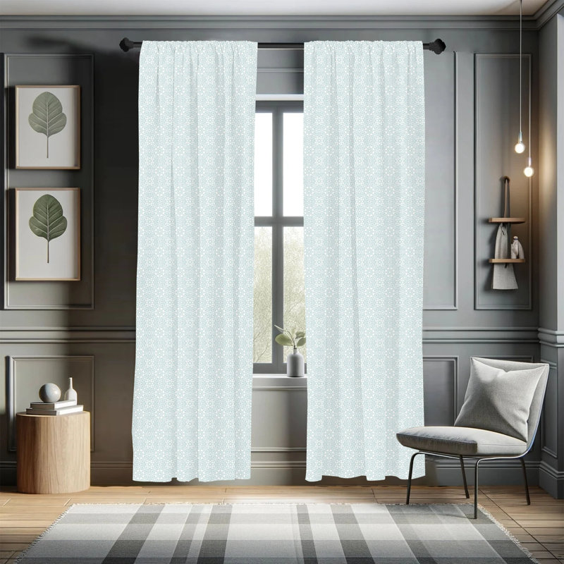 Geometric Semi-Sheer Rod Pocket Curtain Panels, 28" x 84"