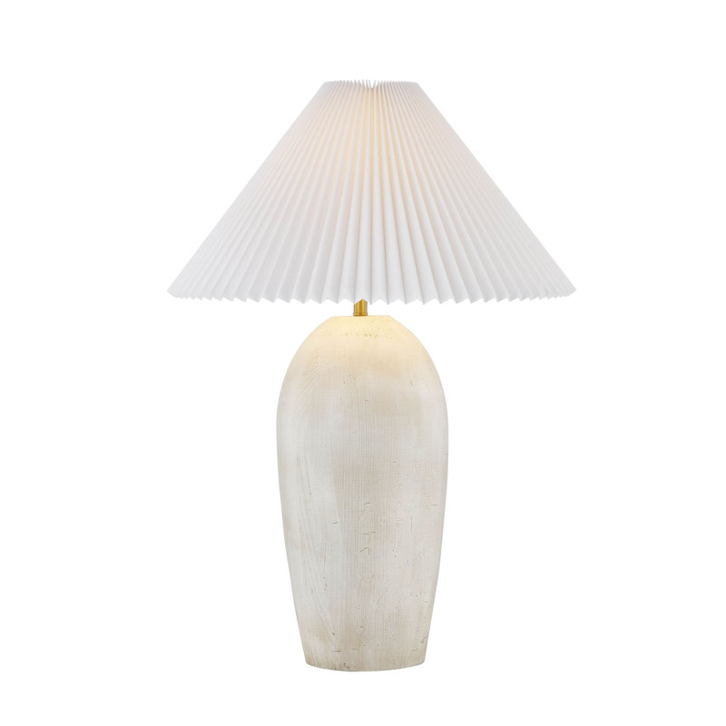 Lampe de table 27 "avec abat-jour en lin Calhoun, blanc cassé