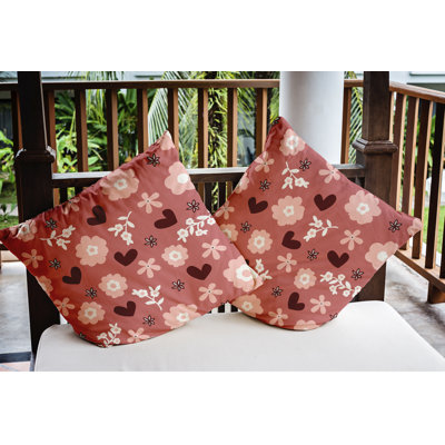 Housse et insert de coussin décoratif carré Flowery Love Valentines