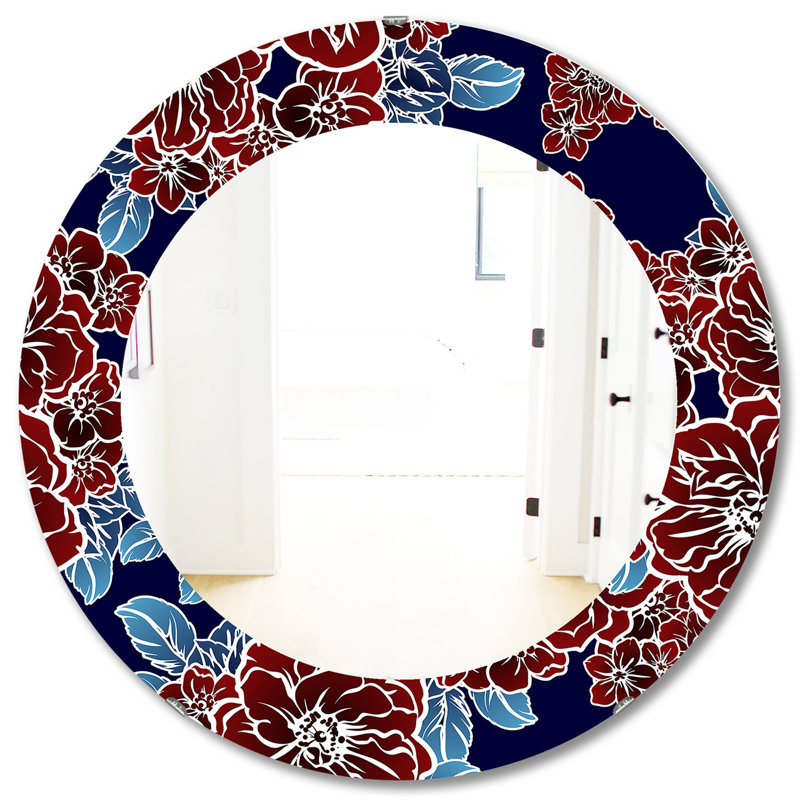 Miroir mural sans cadre floral, H 31,5 po x l po