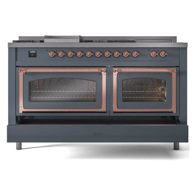 ILVE Nostalgie II Noblesse 60 in Dual Fuel Range 7 Burner, Griddle, Frenchtop