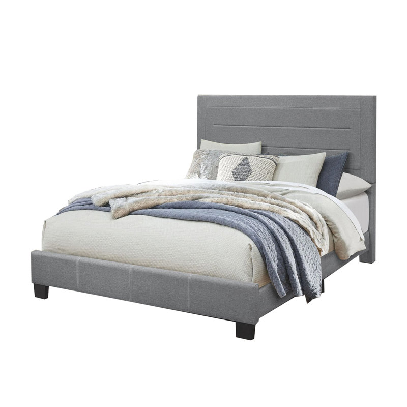 Lit tapissier Samanthalee, Grand, Gris