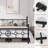 Metal Bed Frame, Vintage Circular Headboard & Footboard, Heavy-Duty Iron Platform Bed, No Box Spring Needed-2126442833