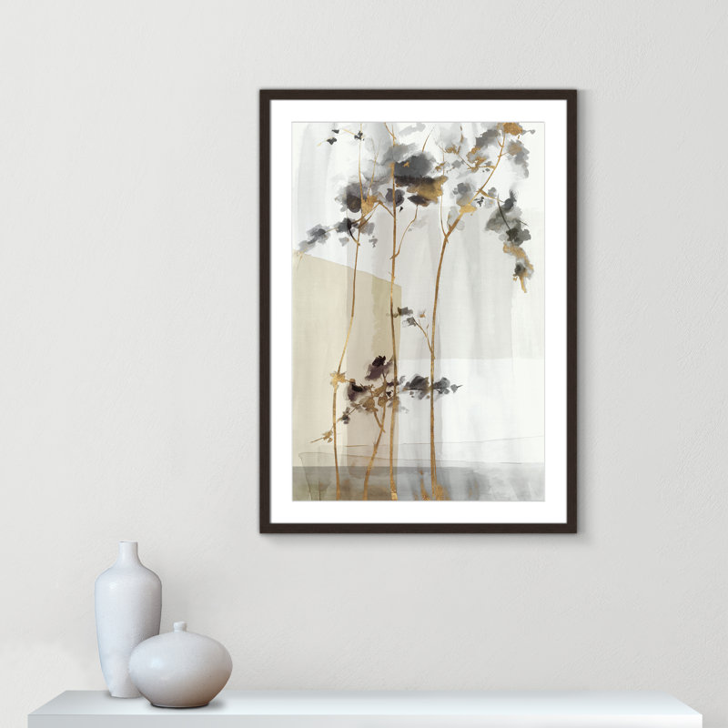 Golden Zen I Print par Eva Watts, L 25,5 po x H 35,5 po, Imprimé mat, Noyer à grain ouvert