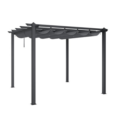 Dakota Fields Polyester Cover Retractable Freestanding Awning
