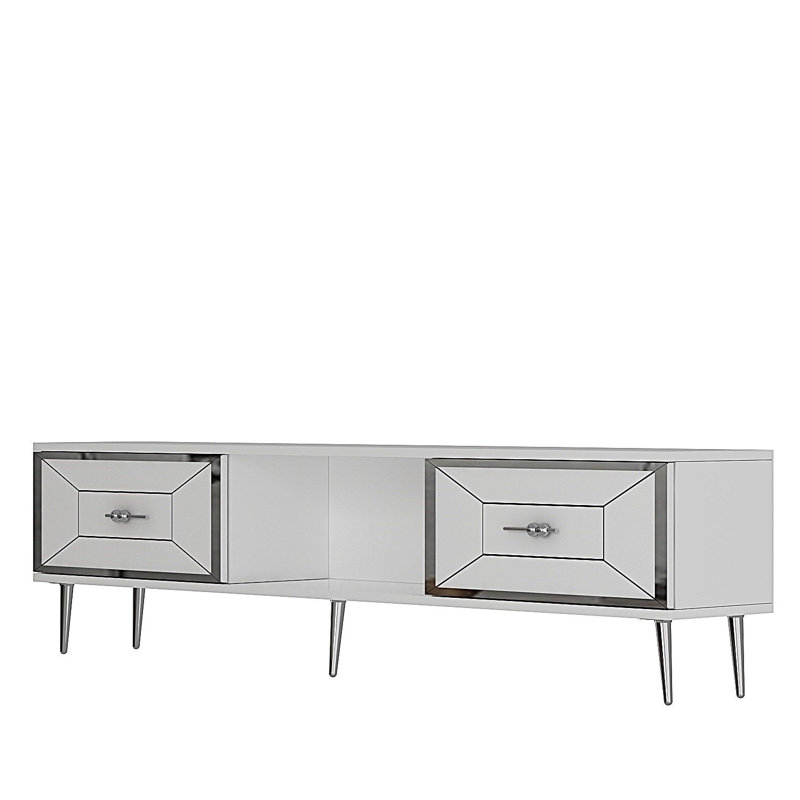 Meuble télé, Blanc / argenté