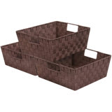 Sorbus Stackable Wicker Tote Woven Basket with Handles 3 Pack