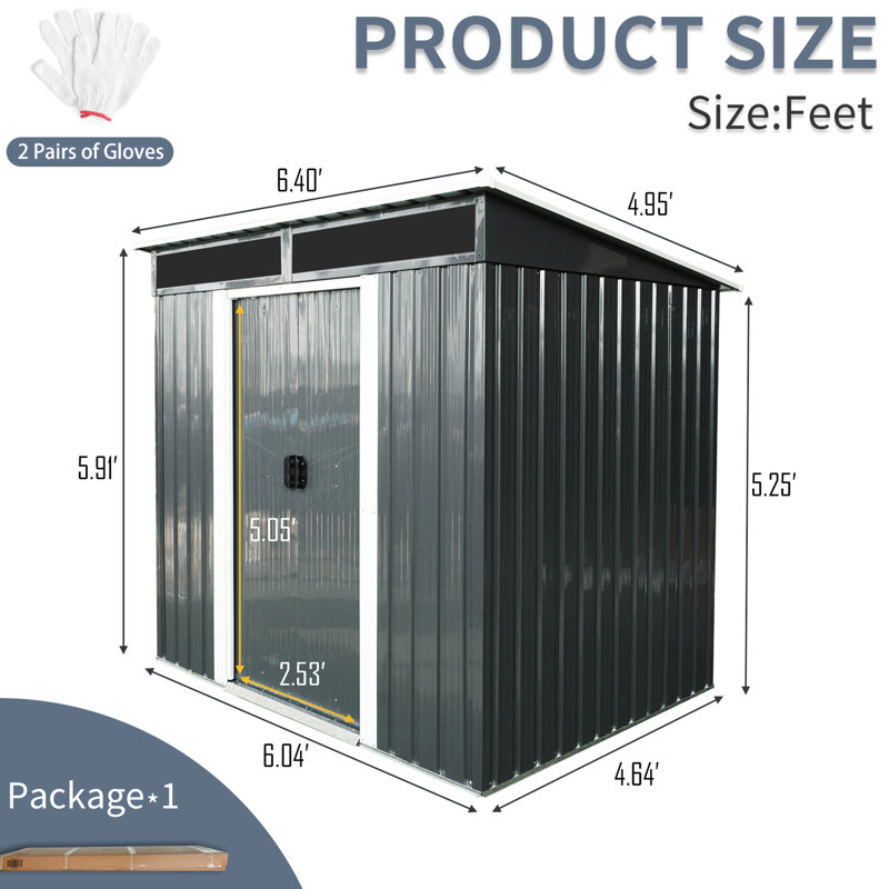 Large 6Ft X 5Ft Outdoor Metal Storage Building With Lockable Sliding Doors - Ideal For Garden Tools 6 Unit & Ground Protection For Lawn