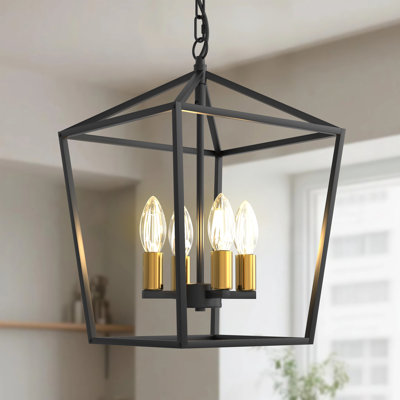 Luminaire suspendu lanterne 4 lumières avec chaîne de suspension