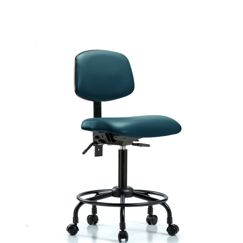 Chaise de travail Lashaunda, Bleu marine, Roulettes, Non