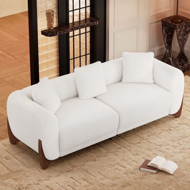 Cloud 5-Person Modern Sherpa Living Room Set, White