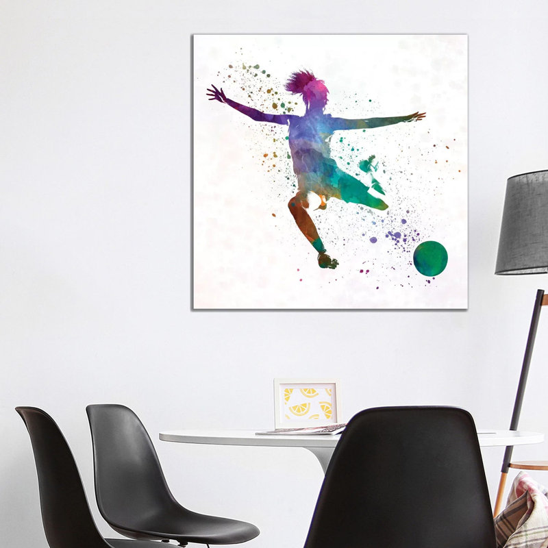 Woman Soccer Player 03 by Paul Rommer - Painting on Canvas, 93.98 cm H x 93.98 cm W x 1.91 cm D, Wrapped Canvas